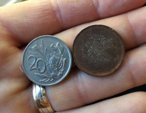 ERROR COIN. SOUTH AFRICA BLANK 20 CENTS.
