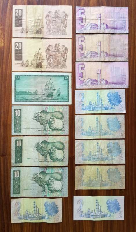 South Africa collection of 15 old bank notes.