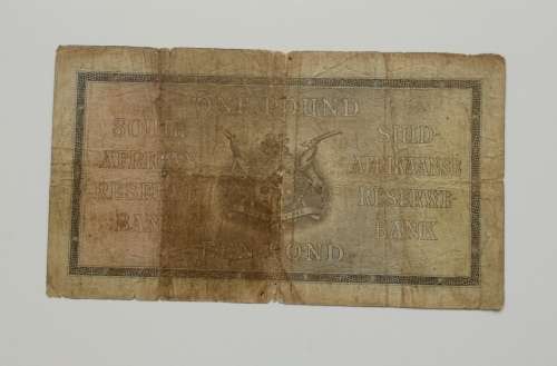 SOUTH AFRICA 22 SEPTEMBER 1938 POSTMUS ONE POUND BANK NOTE.