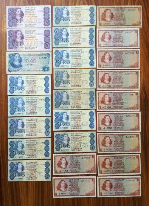 South Africa collection of 26 old bank notes. Some in good condition.
