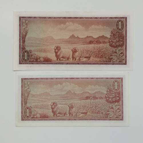 South Africa UNC Different de Jongh R1 bank notes.