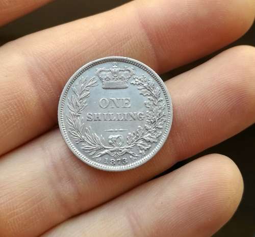Great Britain Queen Victoria 1873 Die no. 40 Sterling silver Shilling. Good condition.