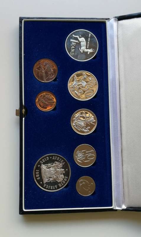 South Africa 1989 proof set with silver one rand.