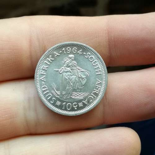 South Africa 1964 UNC A-UNC Silver 10 Cent's.