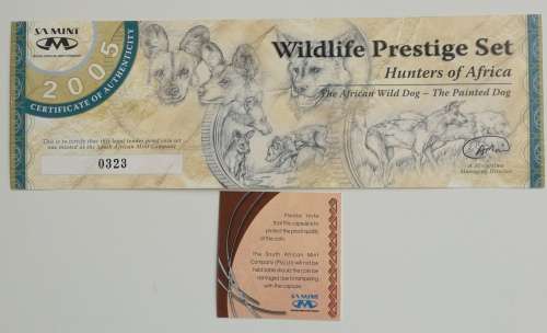RSA WILDLIFE PRESTIGE SILVER SET. THE AFRICA WILD DOG.