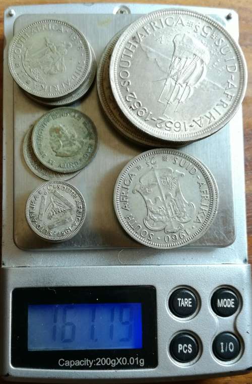 Collection of silver coins from South Africa. 161.19 grams.