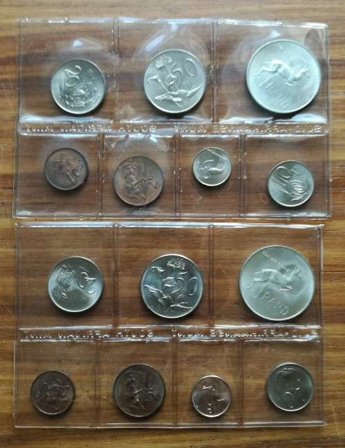 South Africa 1967 Silver one rand Afrikaans and English UNC Mint packs.