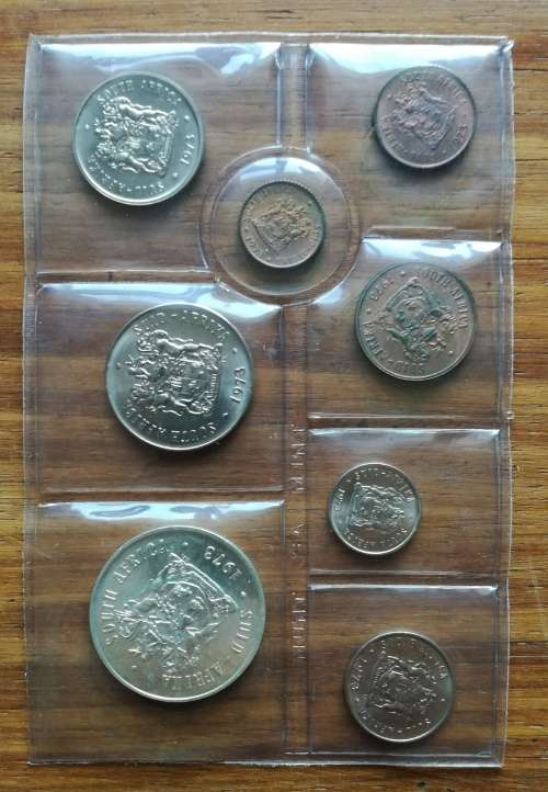 South Africa 1973 Silver one rand UNC mint pack.