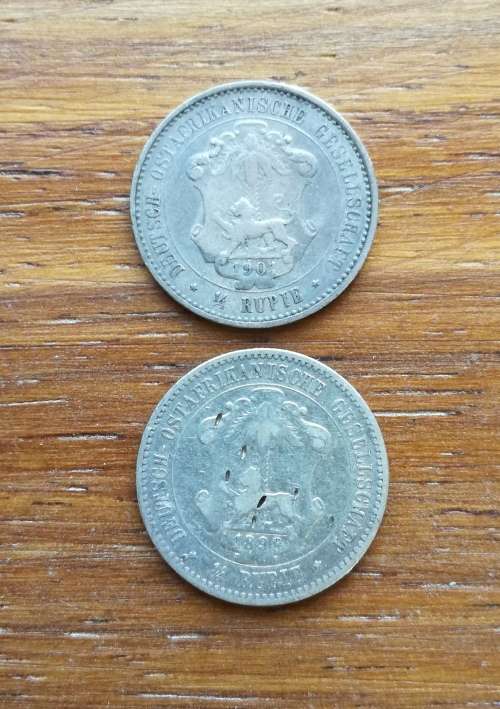 Deutsch Ostafrikanische Gesellschaft 1899 and 1901 Silver 1/4 Rupie.