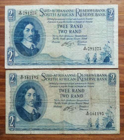 South Africa collection of 2 G. Rissik Two rand bank notes.