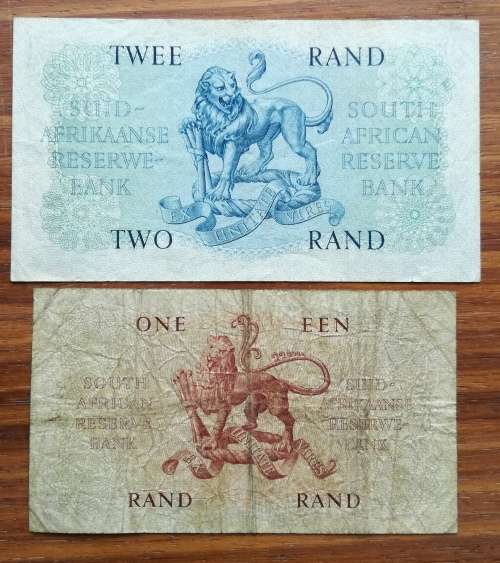 South Africa G. Rissik old R1 and R2 bank notes.