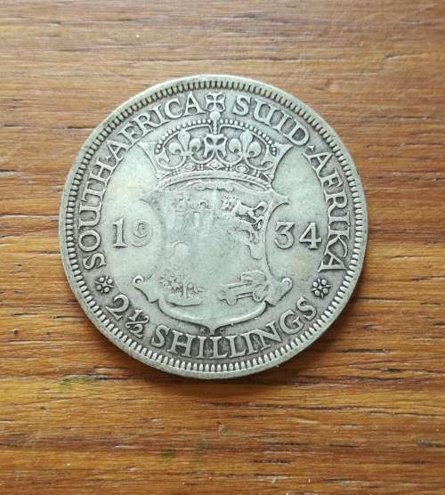 South Africa 1934 Silver half crown.
