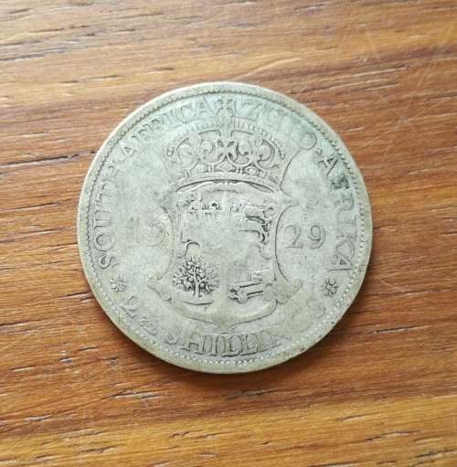 South Africa 1929 Silver half crown.