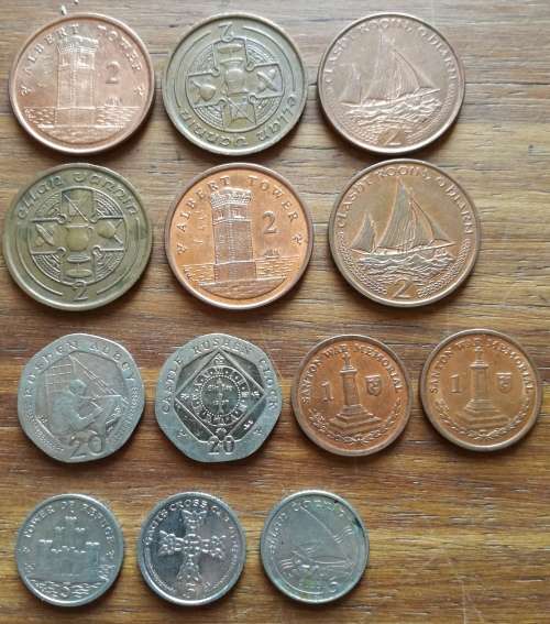 Collection of Isle of Man coins.