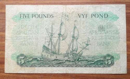 South Africa H.M de Kock 26/03/54 Five Pounds.
