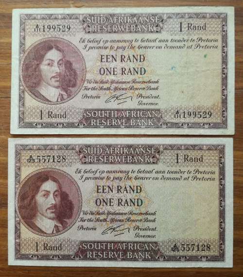 South Africa collection of 2 G.Rissik one rand Bank notes.