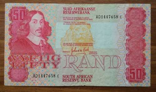 South Africa Gerhard de Kock R50 bank note.