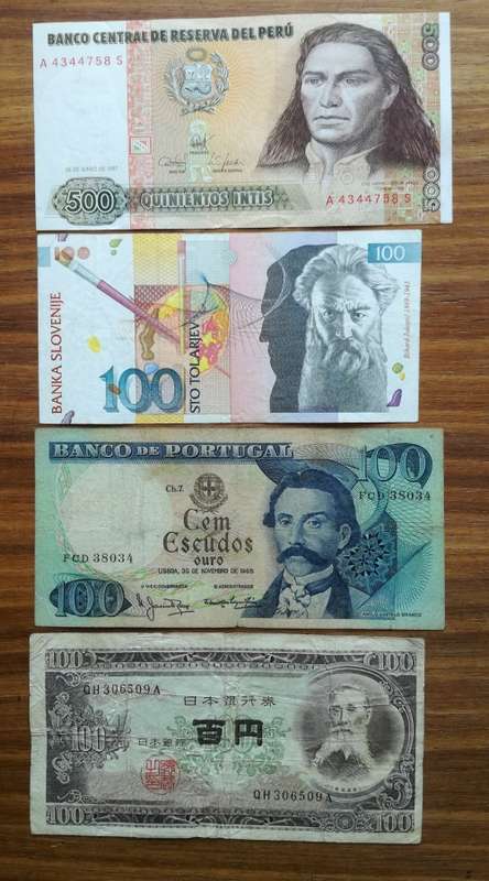 Collection of 4 old Bank notes from around the world.