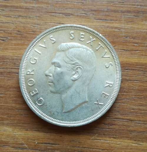 South Africa 1951 Silver 5 Shillings. Good condition.