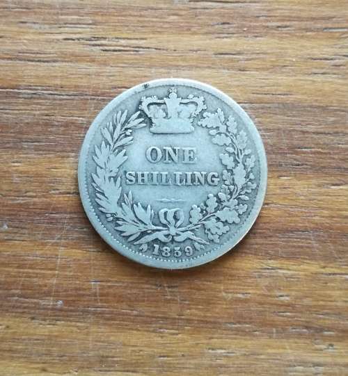 Great Britain 1859 Silver Shilling.