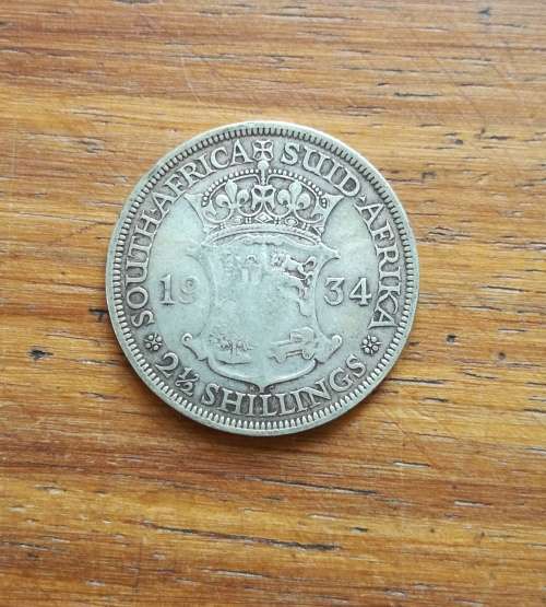 South Africa 1934 Silver half crown.