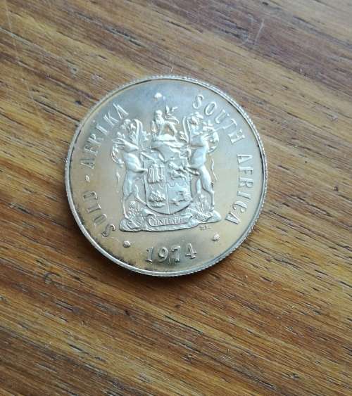 South Africa 1974 UNC / PROOF Silver one rand.