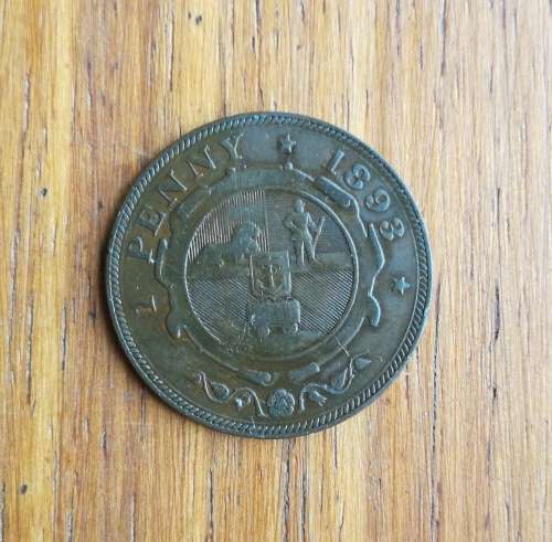 ZAR Paul Kruger 1893 Penny. Rare date.