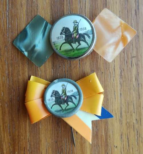 1838-1938 collection of 2 old brooch pins.