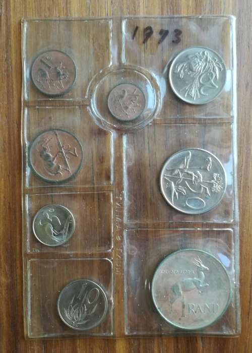 Sounds good 1973 Silver one rand UNC mint pack.
