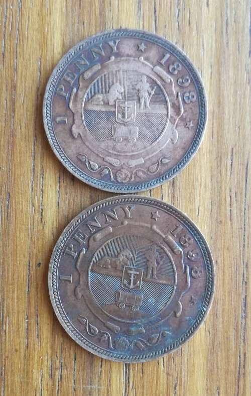ZAR Paul Kruger 1898 Collection of 2 Penny`s.