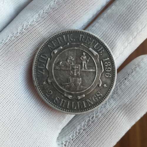 ZAR Paul Kruger 1896 Silver Florin two Shillings.