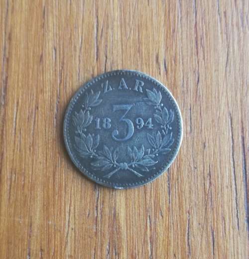 ZAR Paul Kruger 1894 Silver Threepence.