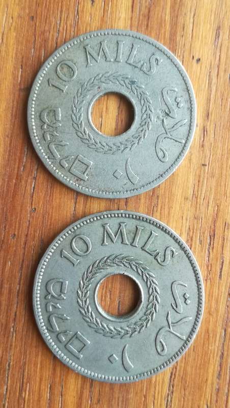 Palestine 1927 and 1942 10 Mils
