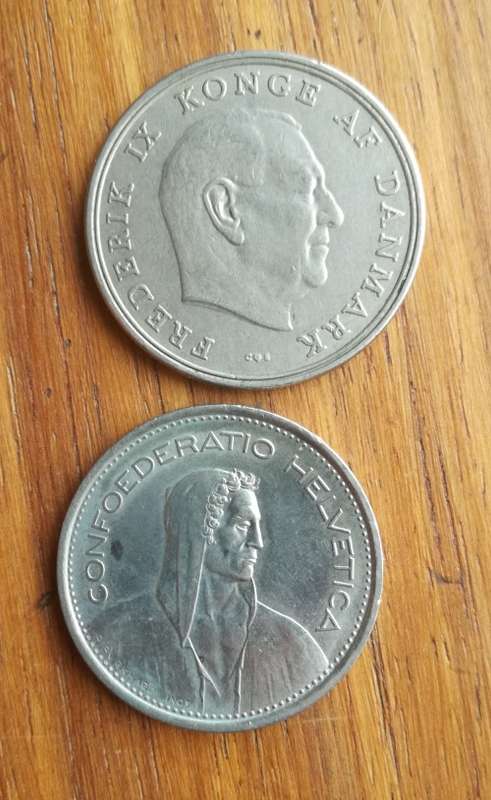 Danmark and Helvetica collection of 2 nice coins.