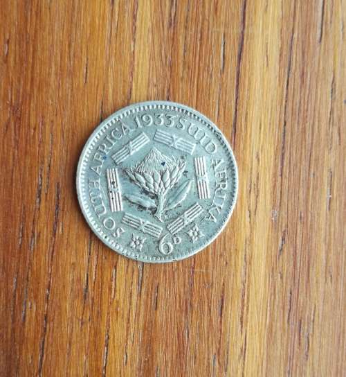 South Africa 1933 silver better grade sixpence