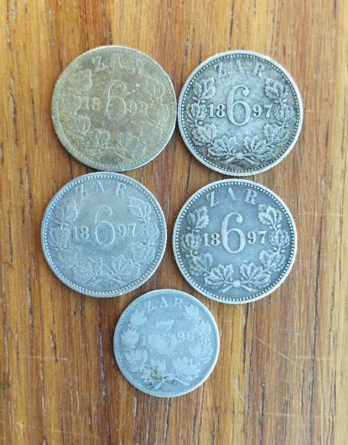 ZAR Paul kruger collection of 5 Silver coins.