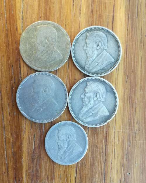 ZAR Paul kruger collection of 5 Silver coins.