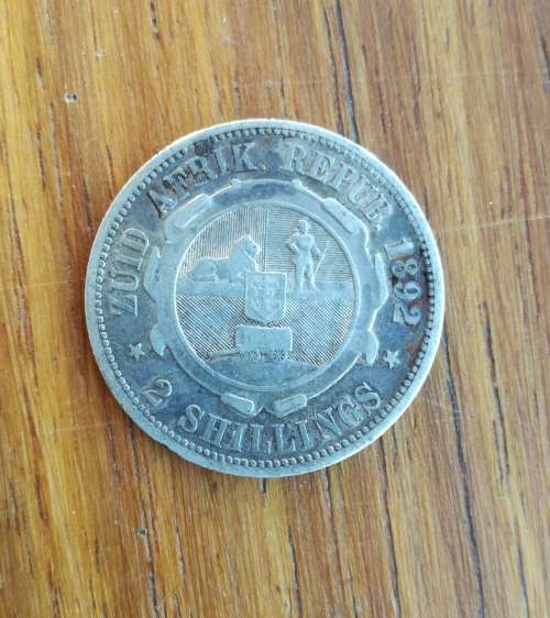 ZAR Paul kruger 1892 Silver Two Shillings. Rare date.