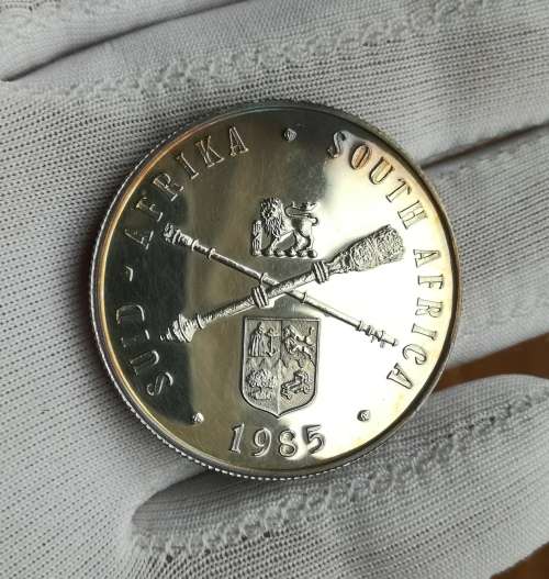 South Africa Silver Proof 1985 Parliament one rand.