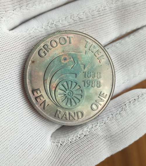 South Africa Silver Proof 1988 Groot Trek one rand.