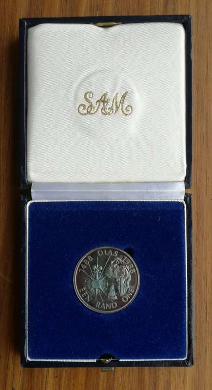 South Africa Silver Proof 1988 Dias one rand.