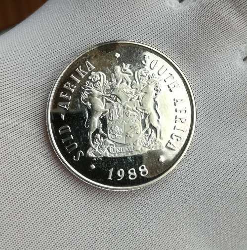 South Africa Silver Proof 1988 Dias one rand.
