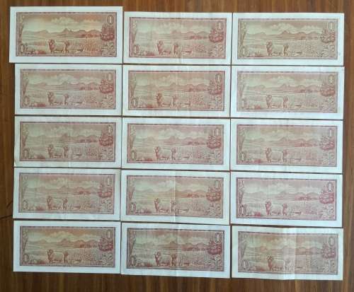 South Africa collection of 15 de Jongh old R1 bank notes.