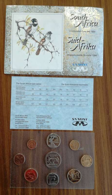 South Africa 1994 UNC Coin set.