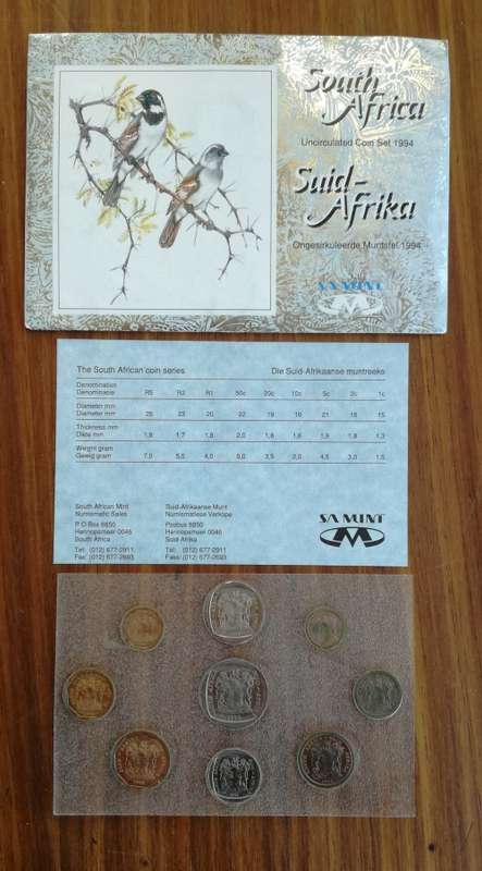 South Africa 1994 UNC Coin set.