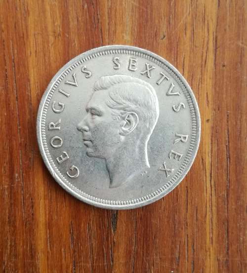 South Africa 1949 Silver 5 Shillings.
