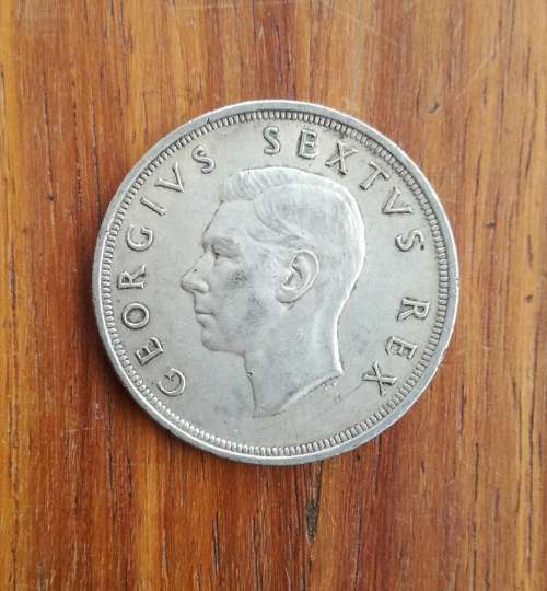 South Africa 1949 Silver 5 Shillings.