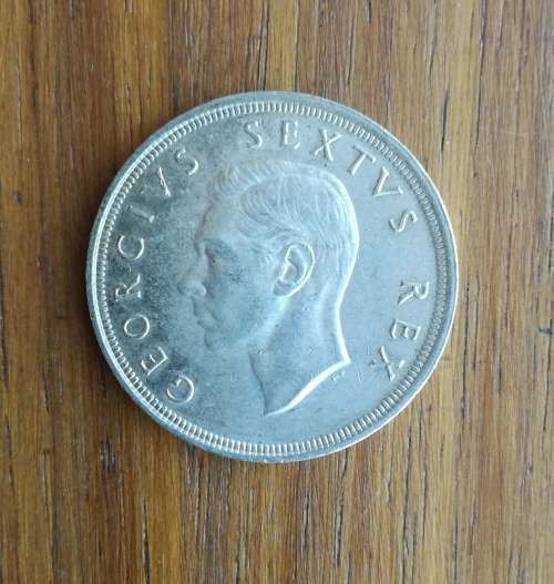 South Africa 1949 Silver 5 Shillings.