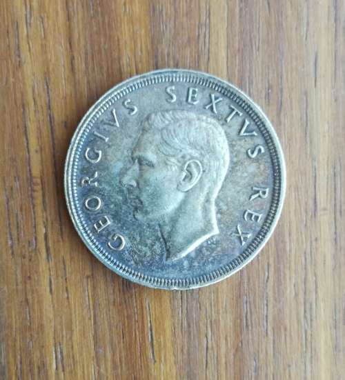 South Africa 1948 Silver 5 Shillings.