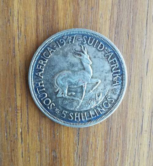 South Africa 1947 Silver 5 Shillings.